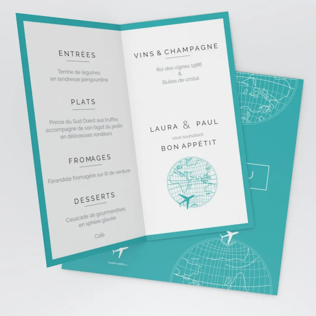 Menu De Mariage^Planet cards Autour du monde