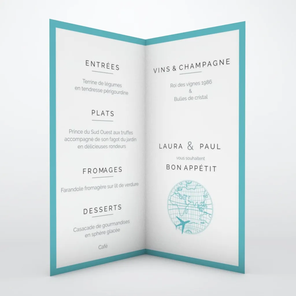 Menu De Mariage^Planet cards Autour du monde