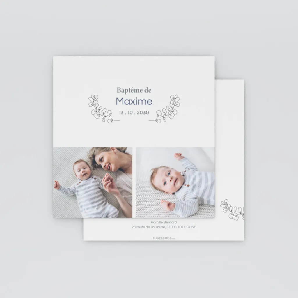 Faire-part Baptême Garçon^Planet cards Baptême Religieux