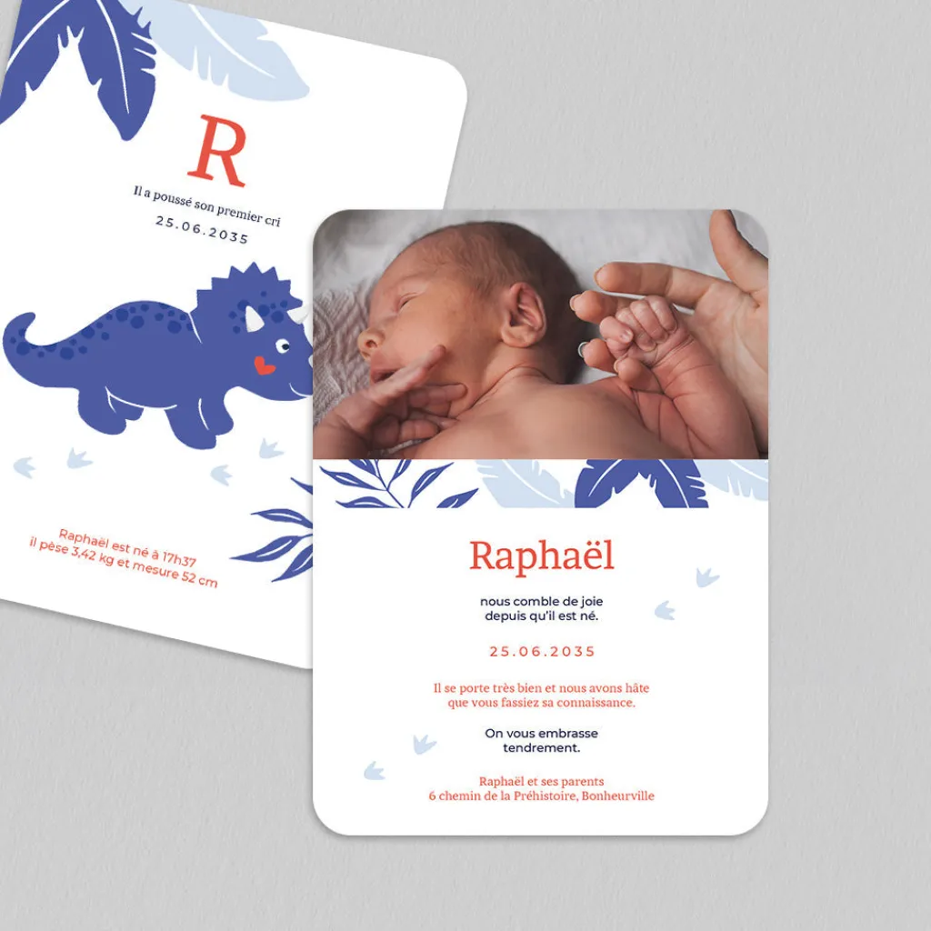 Faire-part Naissance Animaux | Faire-part Naissance Garçon^Planet cards Bébé Triceratops