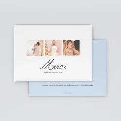 Carte Remerciement Naissance Classique^Planet cards Belle Calligraphie