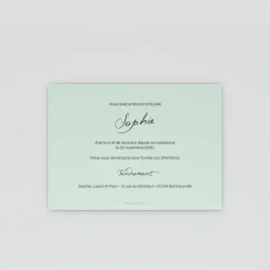 Carte Remerciement Naissance Classique^Planet cards Belle Calligraphie