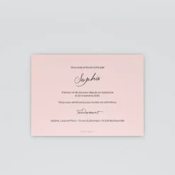 Carte Remerciement Naissance Classique^Planet cards Belle Calligraphie