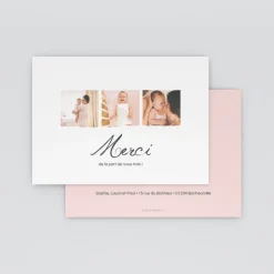 Carte Remerciement Naissance Classique^Planet cards Belle Calligraphie