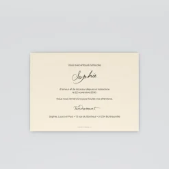 Carte Remerciement Naissance Classique^Planet cards Belle Calligraphie