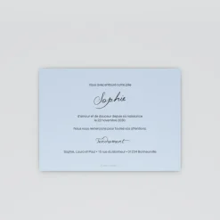 Carte Remerciement Naissance Classique^Planet cards Belle Calligraphie