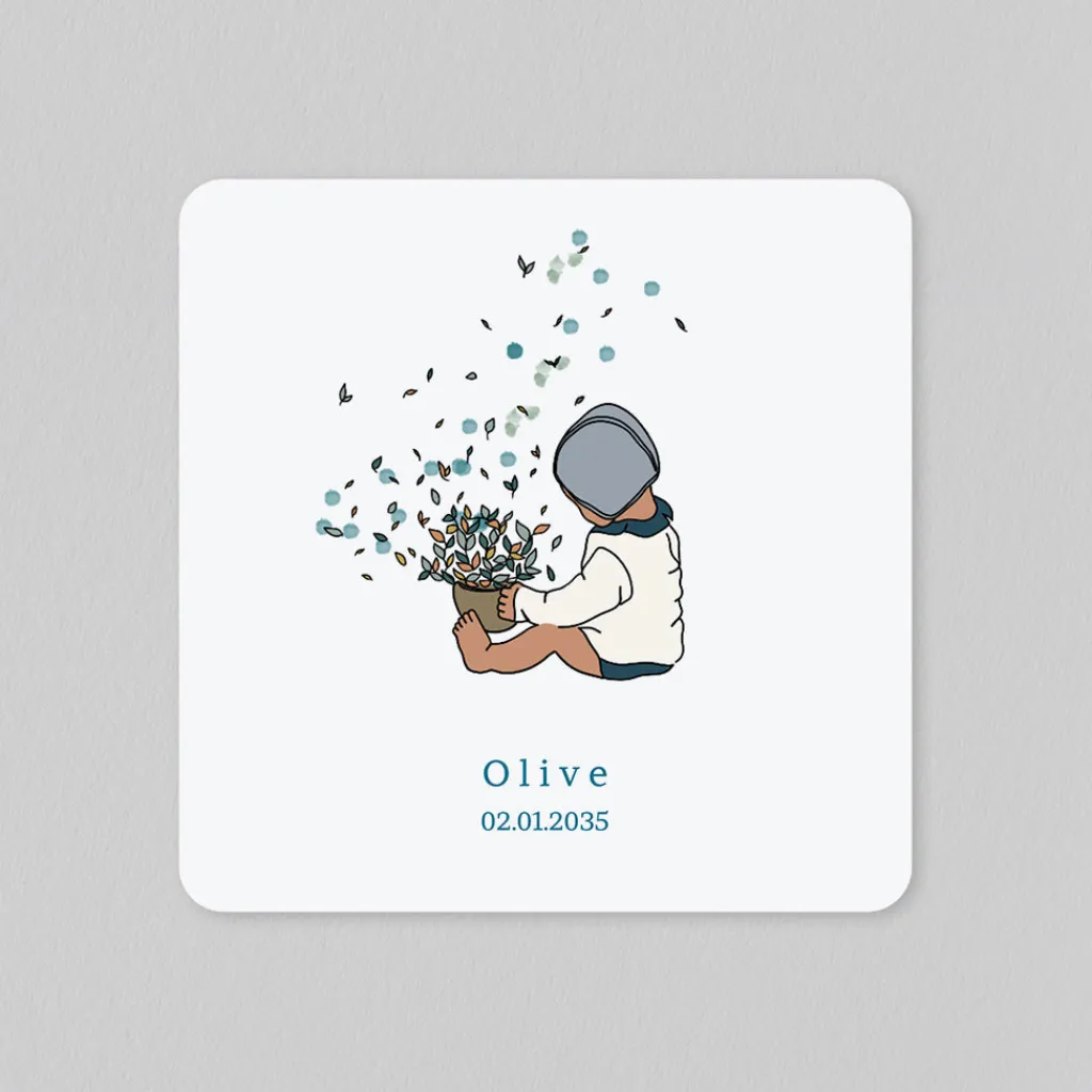 Créations En Collaboration | Faire-part Naissance Garçon^Planet cards Béguin et Petites Feuilles