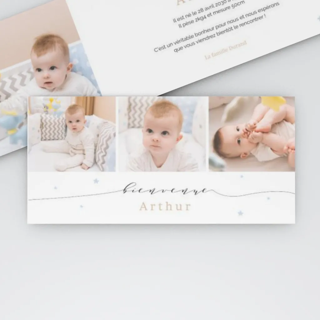 Faire-part Naissance Garçon^Planet cards Bienvenue étoilée