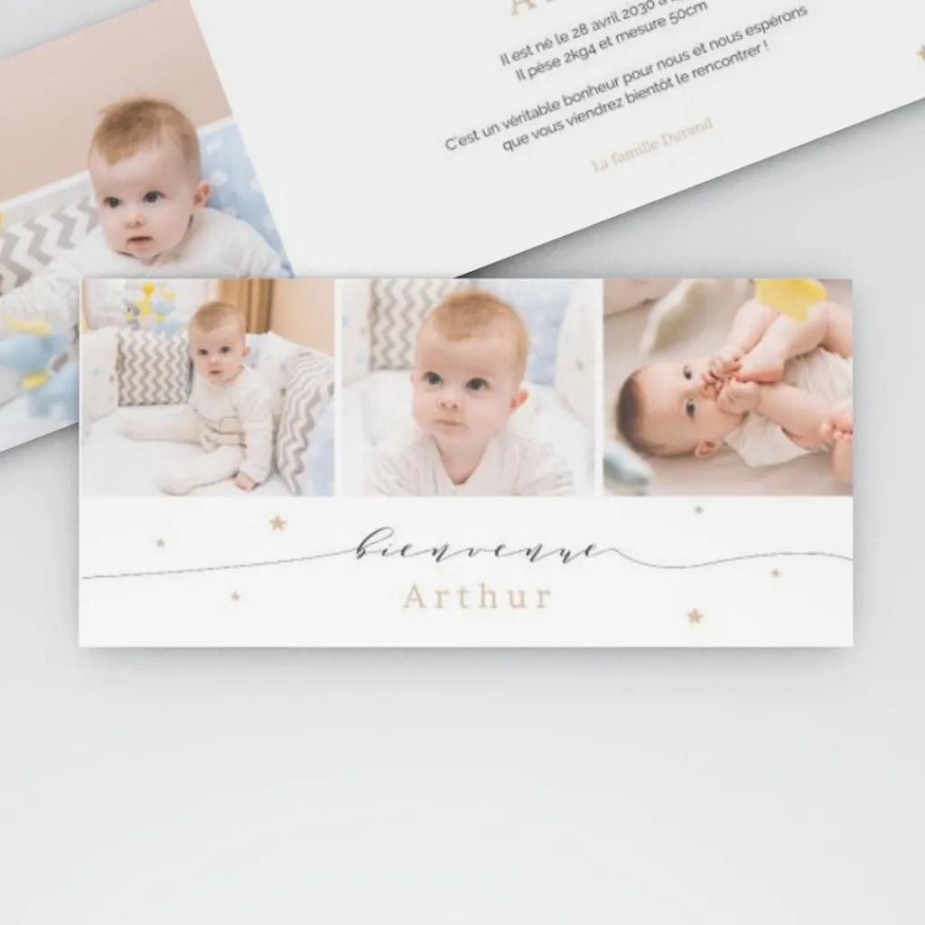 Faire-part Naissance Garçon^Planet cards Bienvenue étoilée