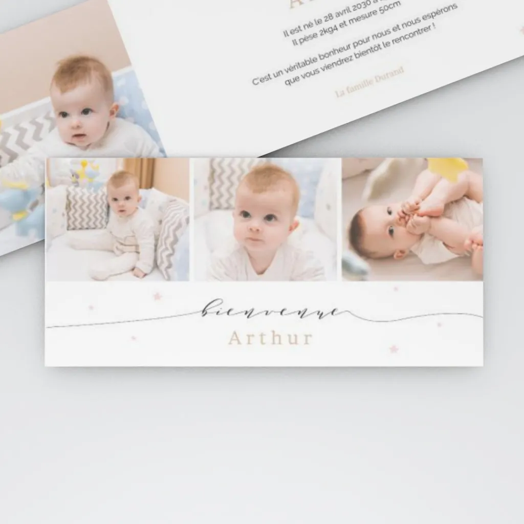 Faire-part Naissance Garçon^Planet cards Bienvenue étoilée