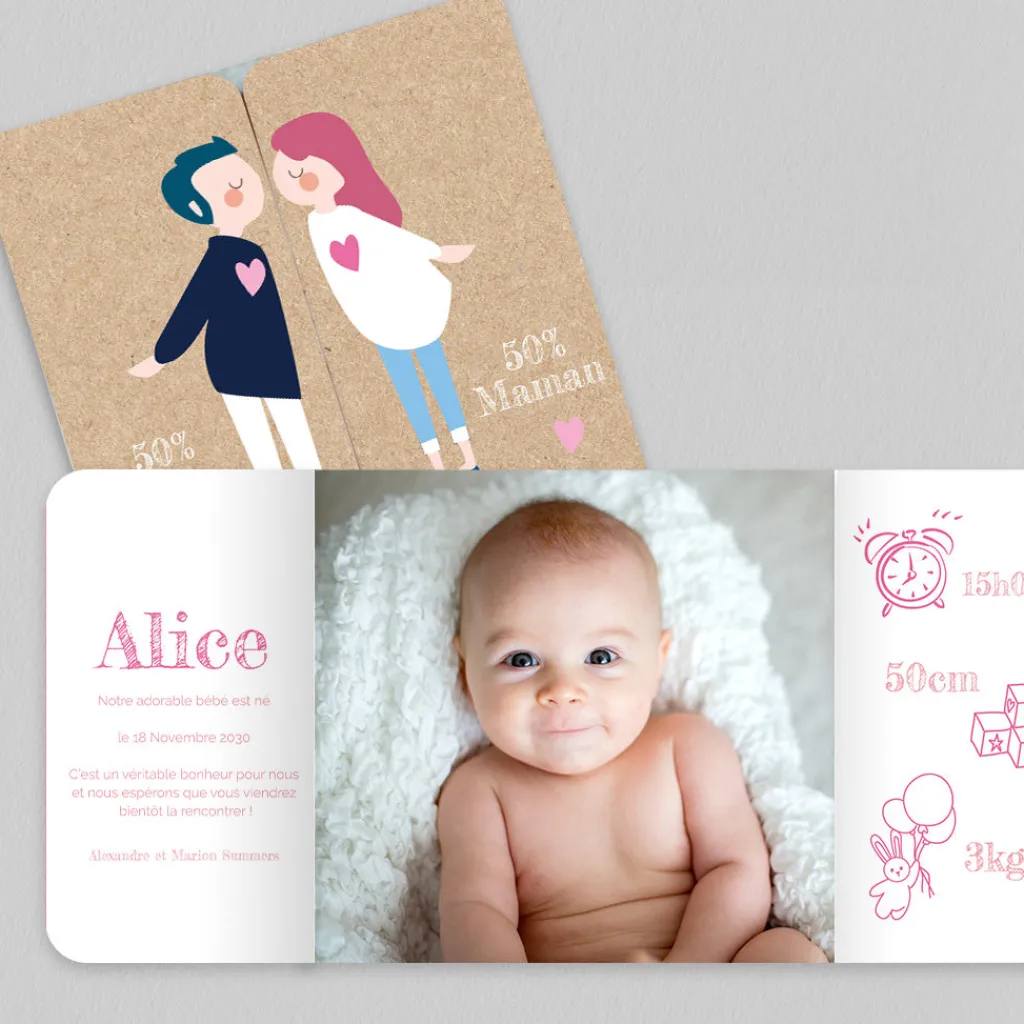 Faire-part Naissance Original^Planet cards Bisou Magique
