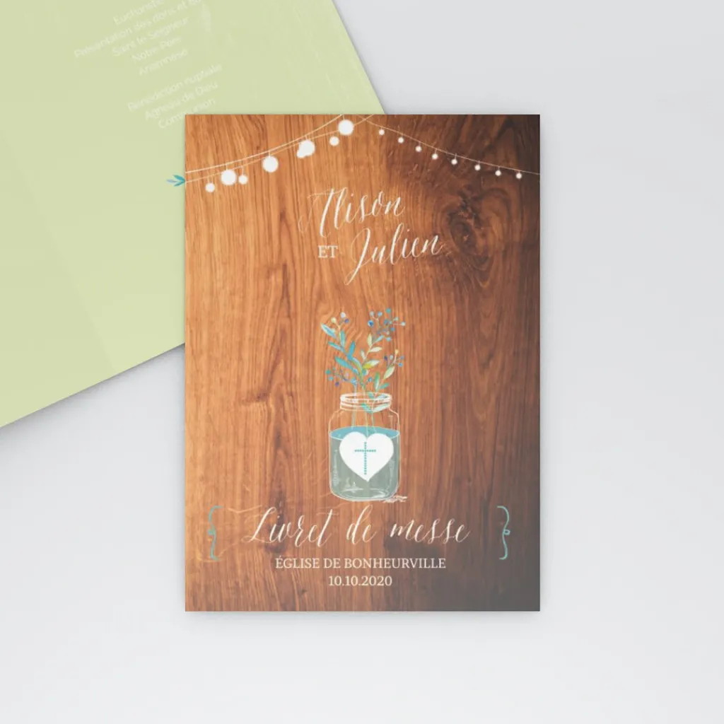 Livret De Messe Mariage^Planet cards Bocal fleuri