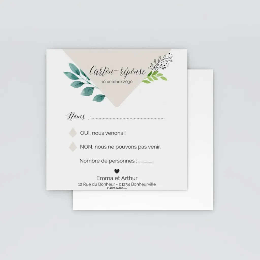 Coupon-réponse Mariage^Planet cards Bohème Chic