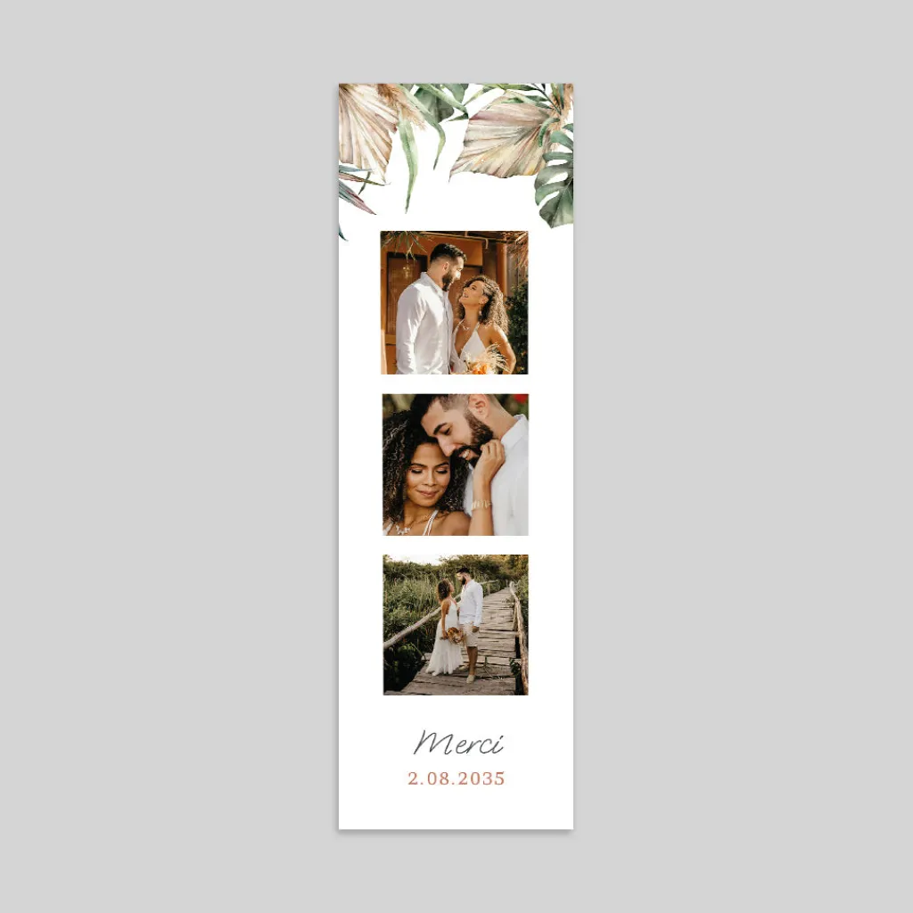 Carte Remerciement Mariage Champêtre | Carte Remerciement Mariage Marque-page^Planet cards Bohème des îles