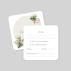 Coupon-réponse Mariage^Planet cards Bohème des îles