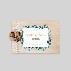 Faire-part Mariage Champêtre^Planet cards Bois Floral