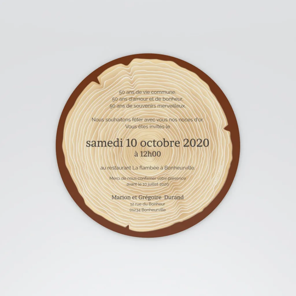 Carte Invitation Noces D'argent | Carte Invitation Noces D'argent^Planet cards Bois gravé