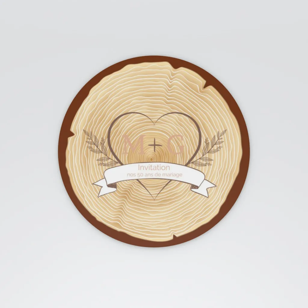 Carte Invitation Noces D'argent | Carte Invitation Noces D'argent^Planet cards Bois gravé