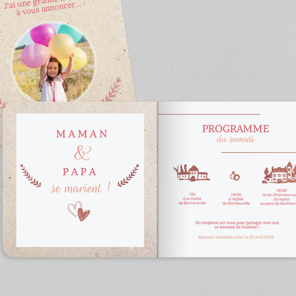Faire-part Mariage Champêtre^Planet cards Bonne Nouvelle