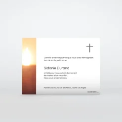 Carte Remerciement Décès^Planet cards Bougie allumée et croix