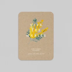 Faire-part Mariage Champêtre^Planet cards Bouquet de Mimosa