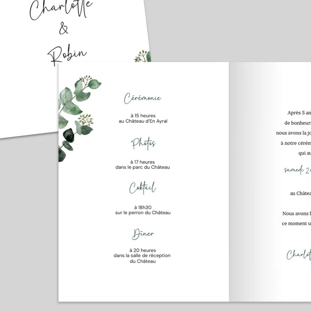 Faire-part Mariage Chic | Faire-part Mariage Champêtre^Planet cards Bouquet d'eucalyptus