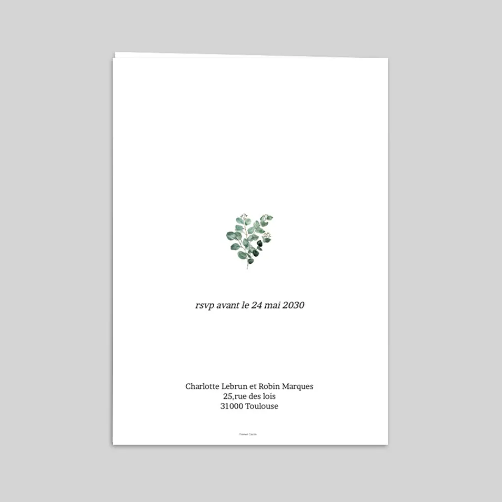 Faire-part Mariage Chic | Faire-part Mariage Champêtre^Planet cards Bouquet d'eucalyptus
