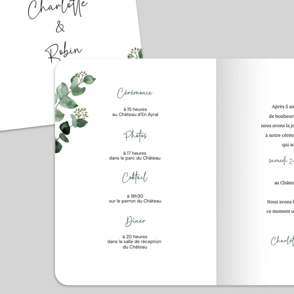 Faire-part Mariage Chic | Faire-part Mariage Champêtre^Planet cards Bouquet d'eucalyptus
