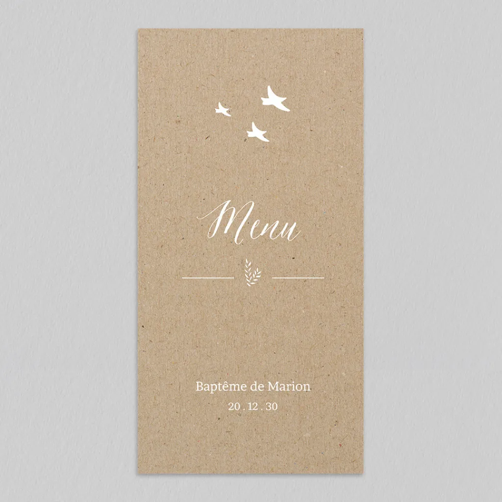Menu Baptême^Planet cards Brin d'Herbe