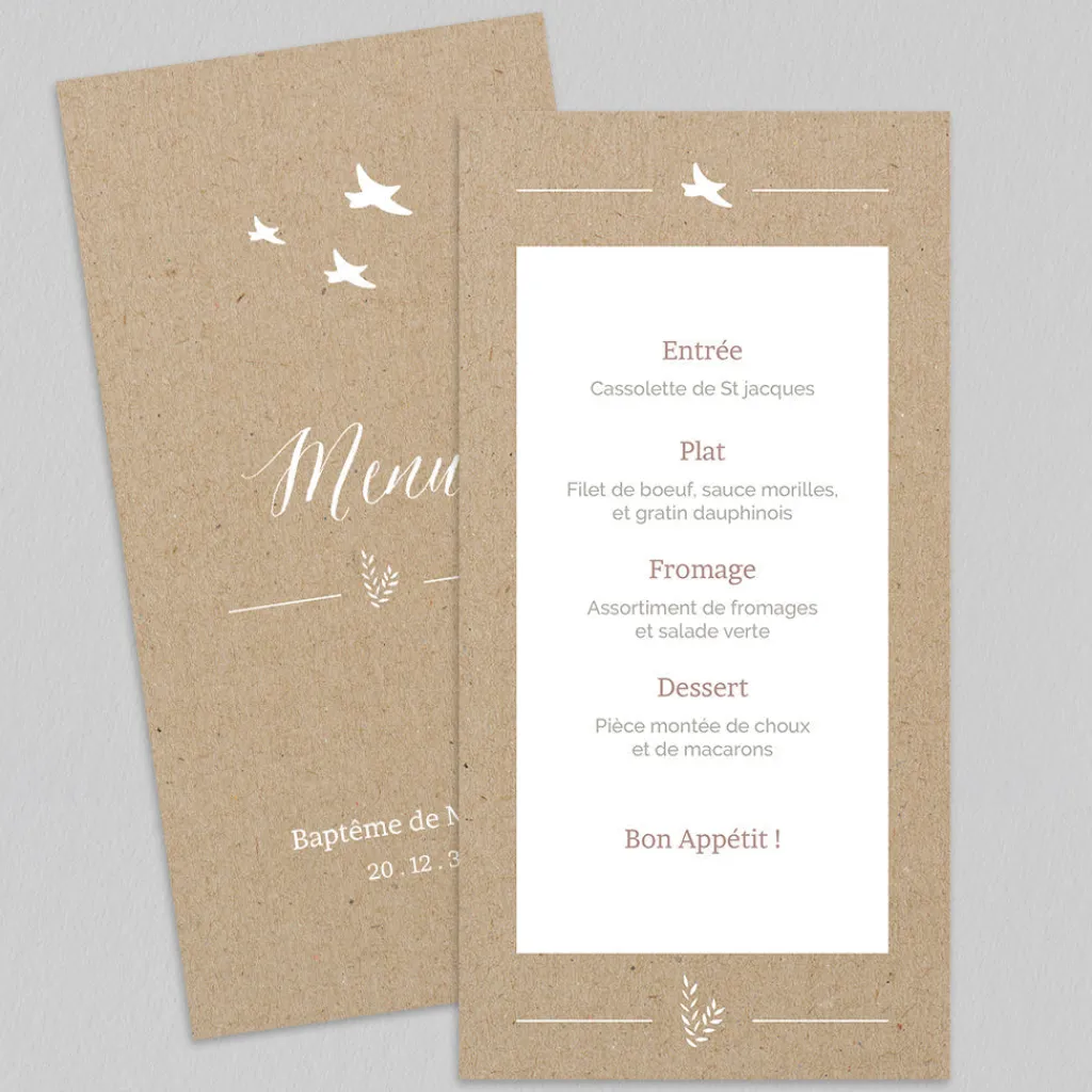 Menu Baptême^Planet cards Brin d'Herbe