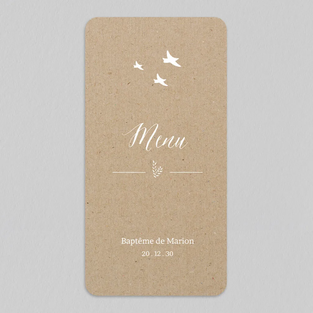 Menu Baptême^Planet cards Brin d'Herbe