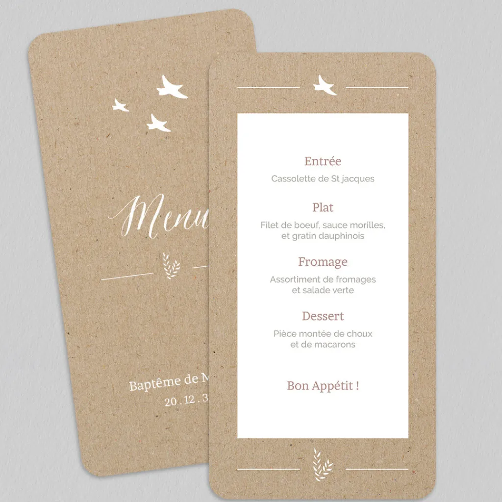 Menu Baptême^Planet cards Brin d'Herbe