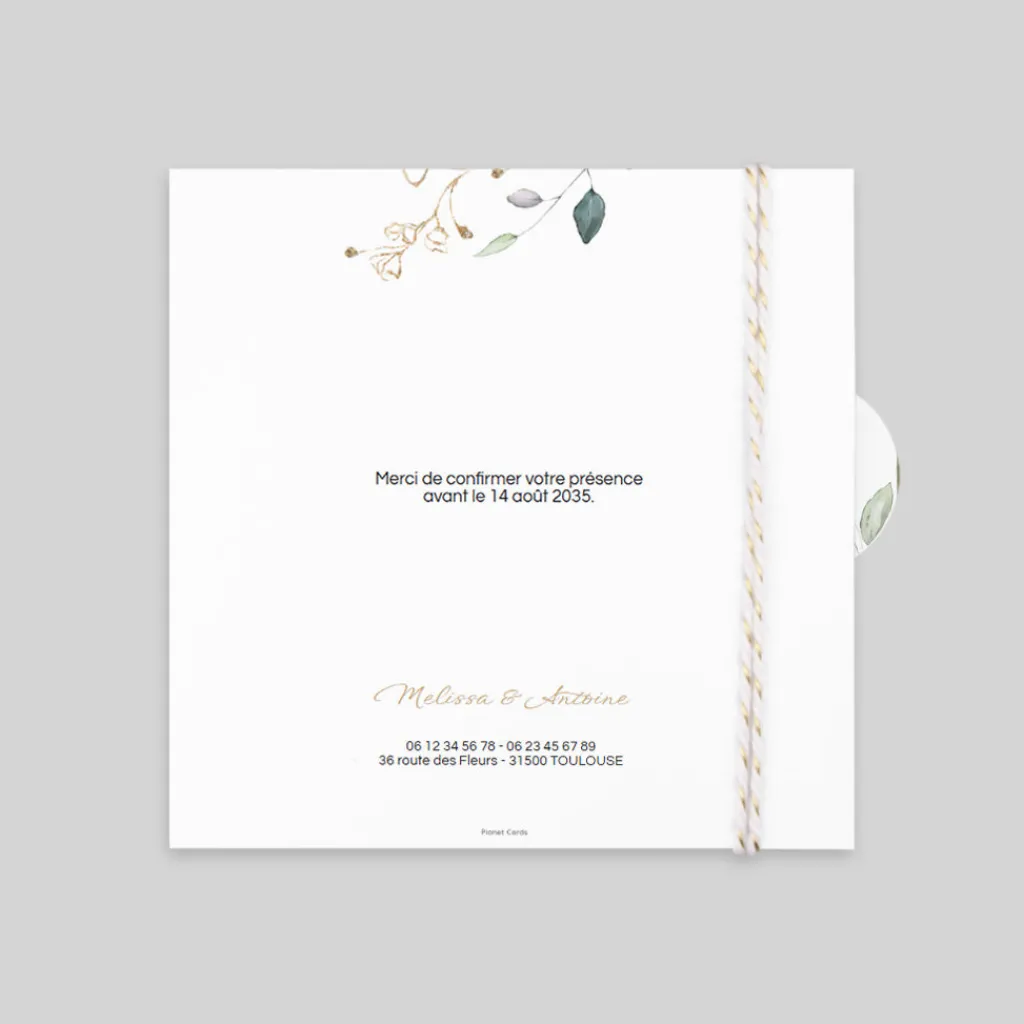 Faire-part Mariage Champêtre^Planet cards Brins d'eucalyptus