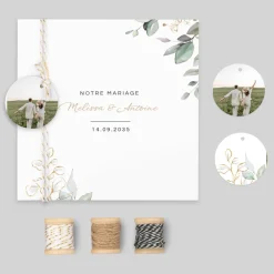 Faire-part Mariage Champêtre^Planet cards Brins d'eucalyptus