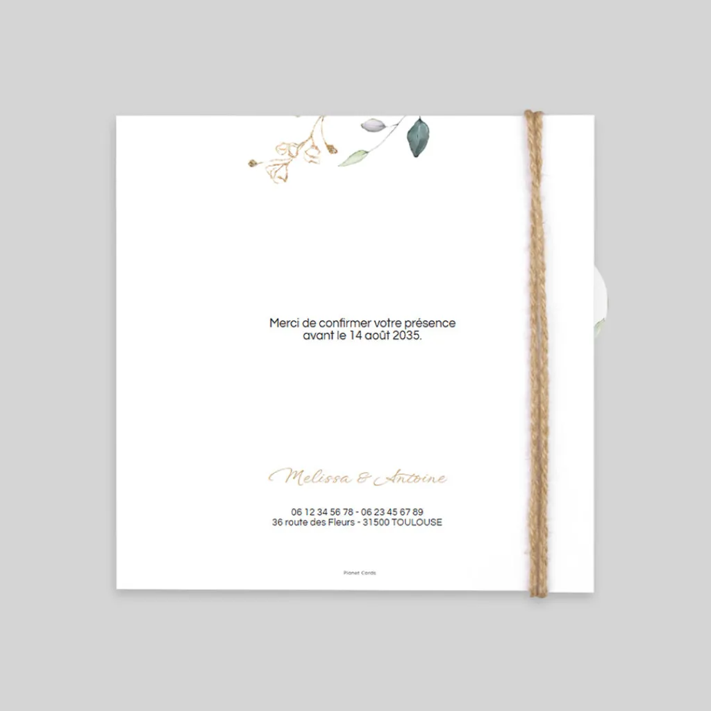 Faire-part Mariage Champêtre^Planet cards Brins d'eucalyptus