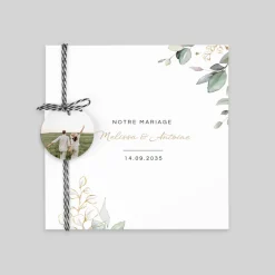 Faire-part Mariage Champêtre^Planet cards Brins d'eucalyptus
