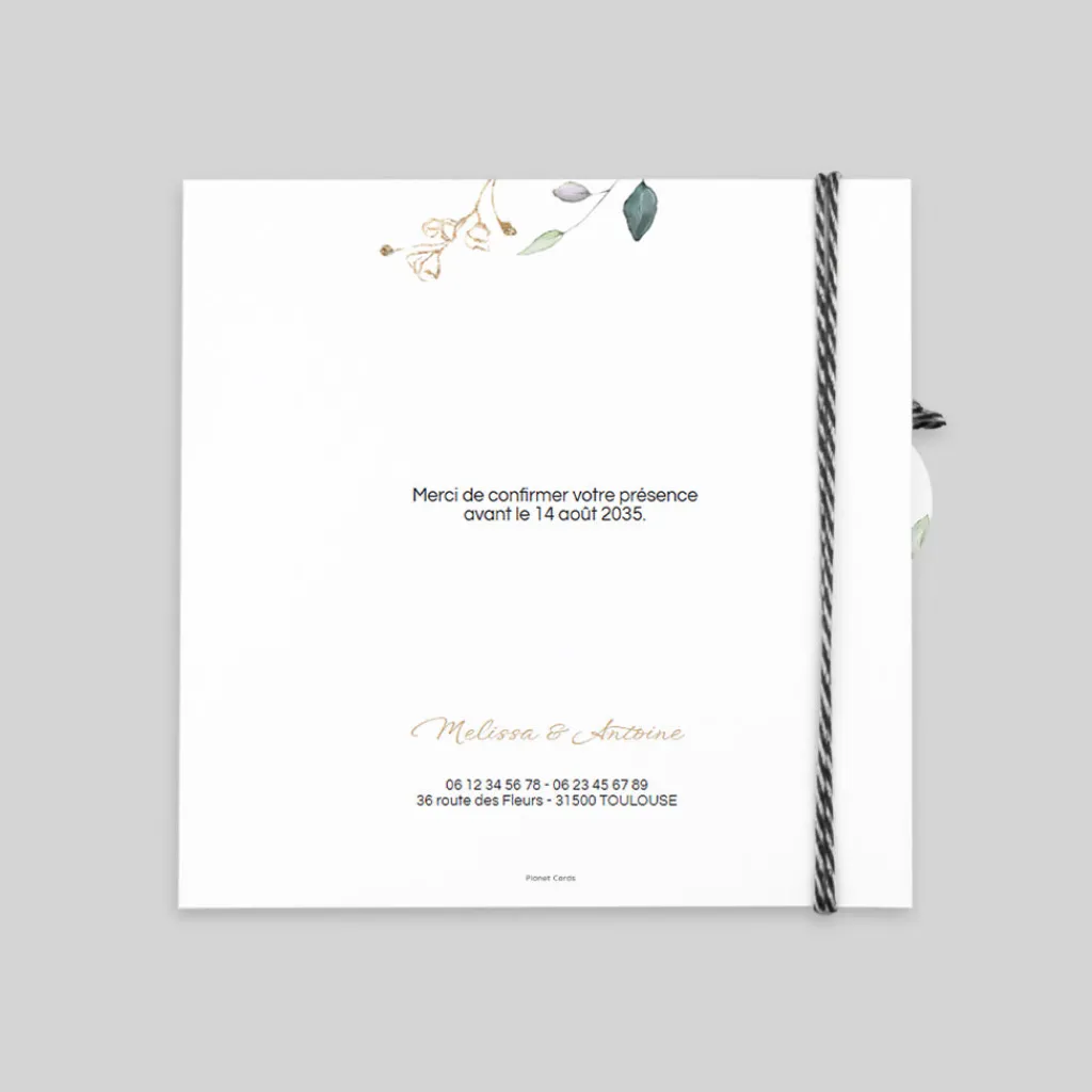 Faire-part Mariage Champêtre^Planet cards Brins d'eucalyptus