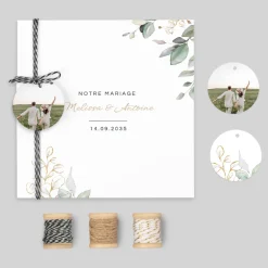 Faire-part Mariage Champêtre^Planet cards Brins d'eucalyptus