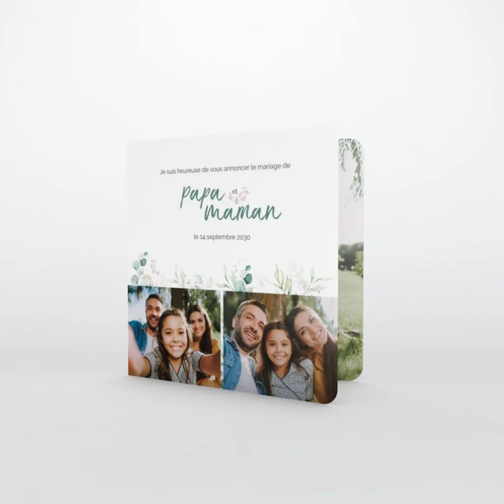Faire-part Mariage Champêtre^Planet cards Cadre d’Eucalyptus Amoureux