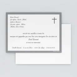 Faire-part Décès^Planet cards Cadre gris et croix