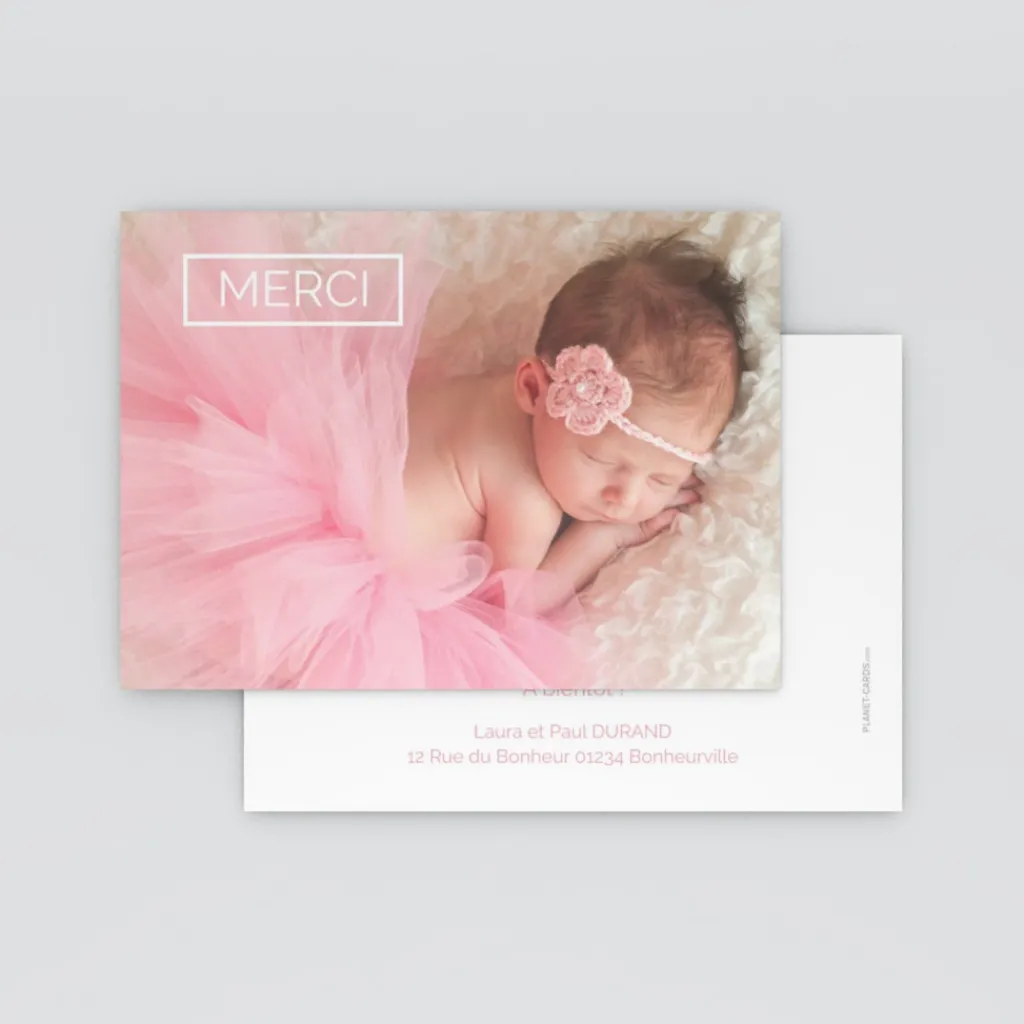 Carte Remerciement Naissance Classique^Planet cards Cartouche