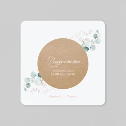 Programme De Mariage^Planet cards Cercle Bois et Eucalyptus Rose
