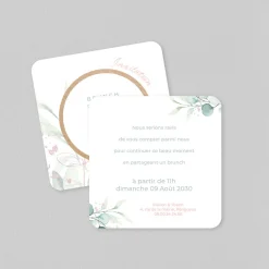 Carte D'invitation Mariage^Planet cards Cercle Bois et Eucalyptus Rose