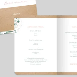 Livret De Messe Mariage^Planet cards Cercle Bois et Eucalyptus Rose