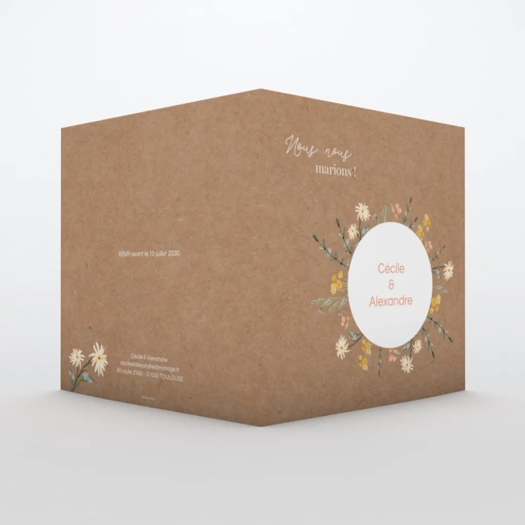 Faire-part Mariage Champêtre^Planet cards Cercle floral