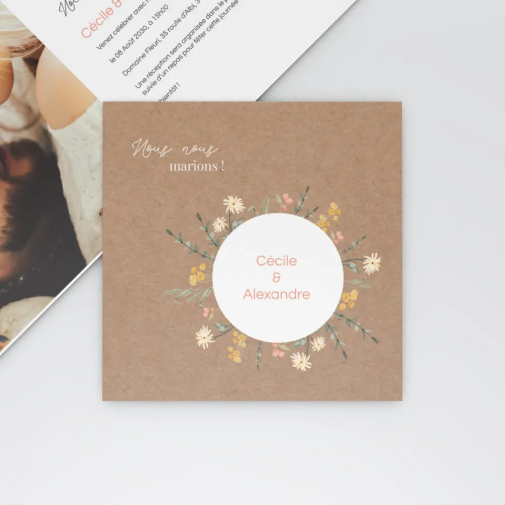 Faire-part Mariage Champêtre^Planet cards Cercle floral