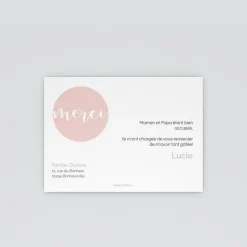 Carte Remerciement Naissance Classique | Carte Remerciement Naissance Fille^Planet cards Cercle Rose Pastel