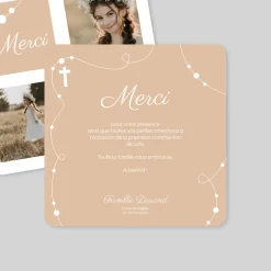 Carte Remerciement Communion^Planet cards Chapelets personnalisables