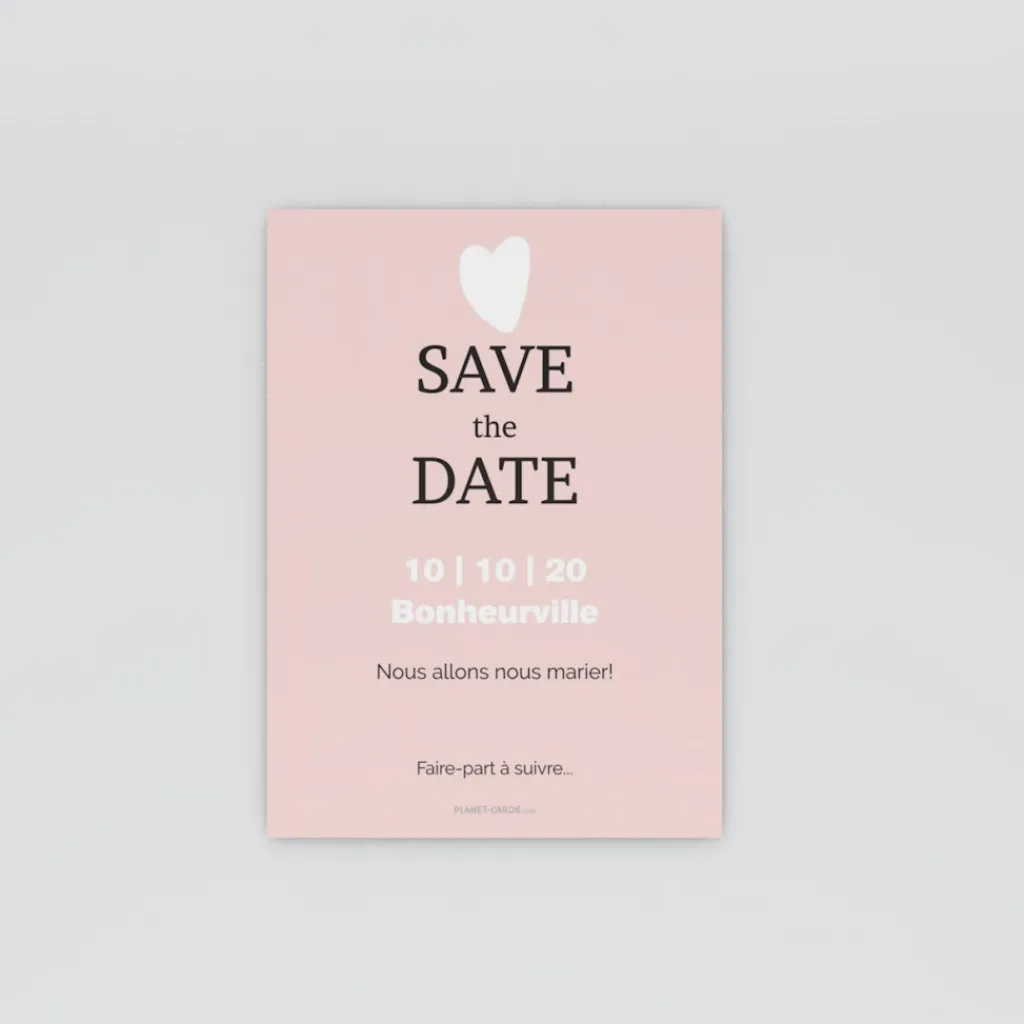 Save The Date^Planet cards Coeur Blanc