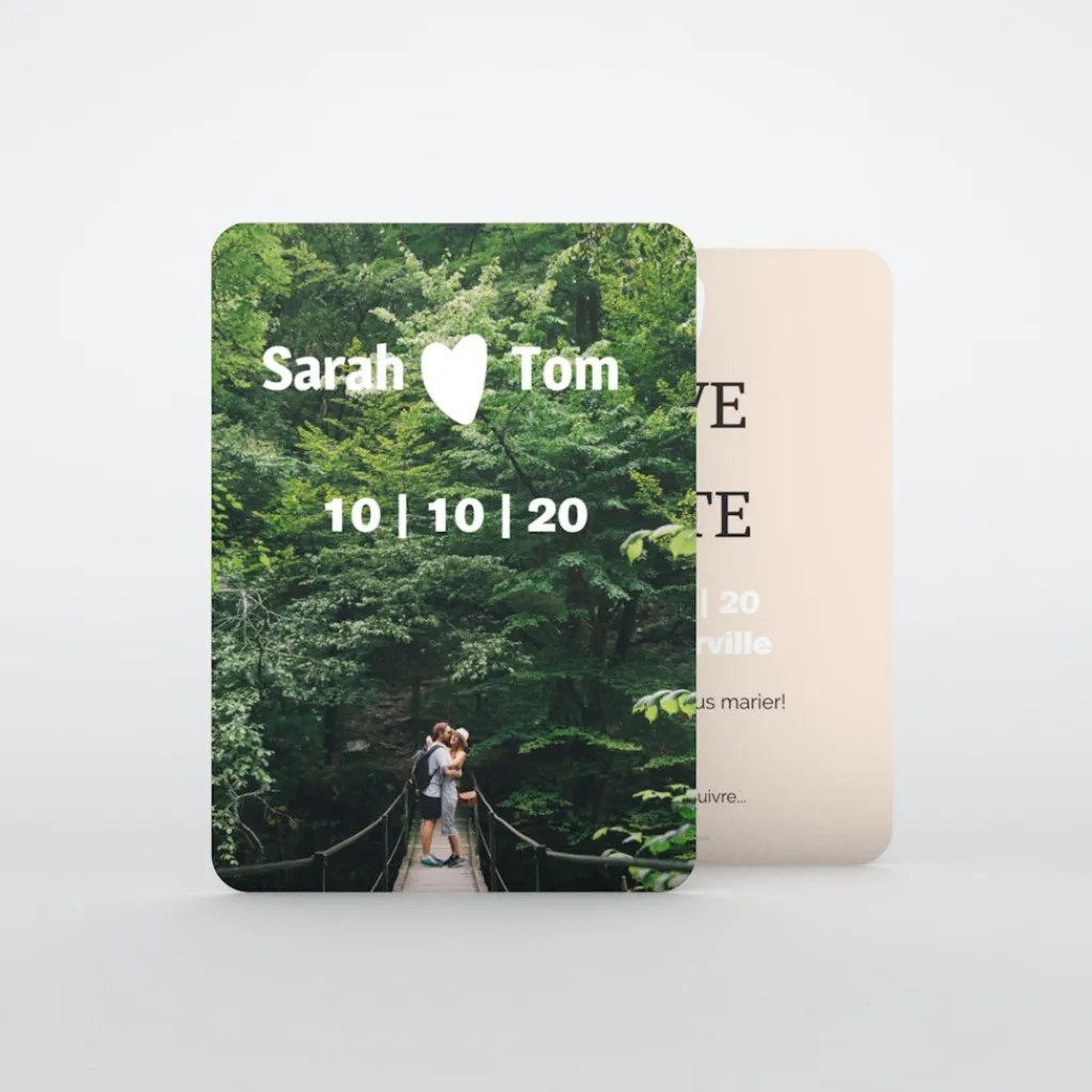 Save The Date^Planet cards Coeur Blanc